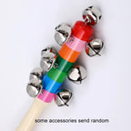 Rainbow Wooden Hand Bell Stick Musical Toy for Kids and Family Fun