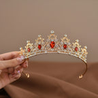 Children's Princess Crown Crystal Tiara Girls Hair Accessories High-end Atmosphere Dance Performance Birthday Gift Crown