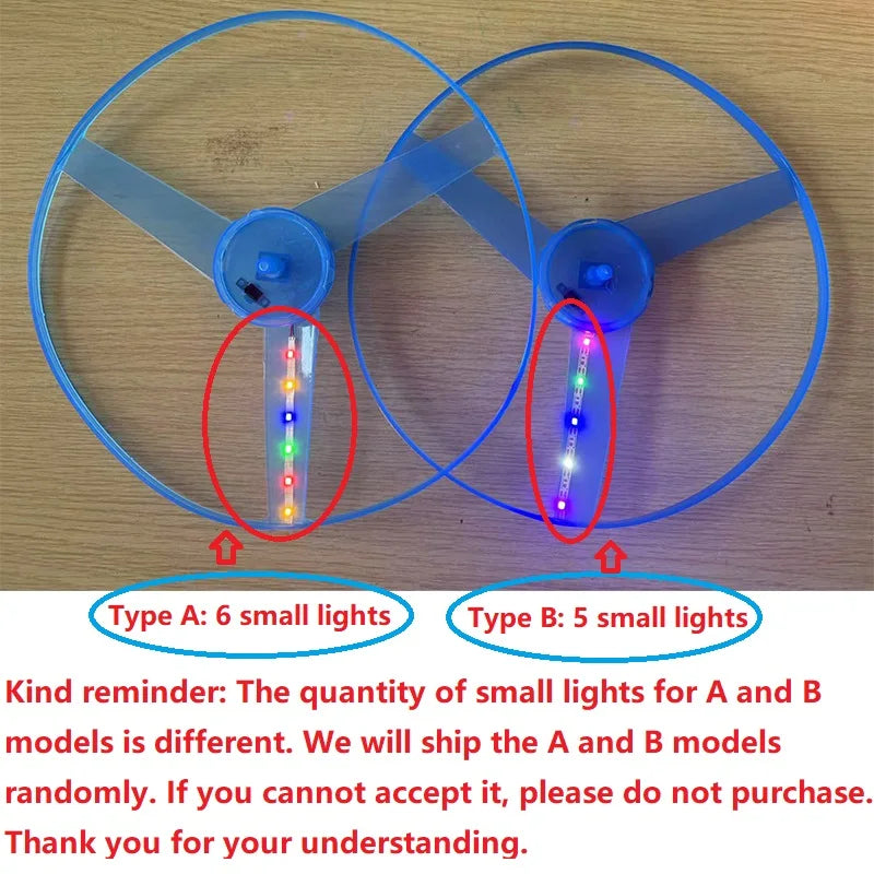 1PCS Luminous Flying Disc Propeller Toys LED Lighting Pull String Flying UFO Toy Spinning Top Outdoor Game Sports Toy Gift
