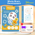 34-Page Reusable Children's Practice Book Set with Erasable Pen - Early Learning of Writing and Drawing Skills, Educational Books for Pen Control Training, Innovative Learning - Perfect Choice for Christmas and Birthday Gifts