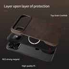 for Magsafe Case for iPhone 17 15 16 18 Pro Max Air 18Pro 17Pro Retro Luxury Genuine PULL-UP Leather Magnetic Phone Back Cover