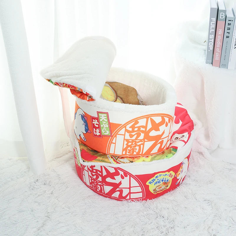 Pet Dog Cat House Kennel Super Large Instant Noodle Warm Dog Cat Nest Beds Cushion Udon Cup Noodle Pet Bed Cozy Nest