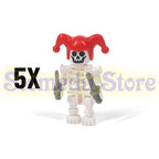 5PCS MOC Halloween Skeleton Army Mini Doll Ghost Building Block DIY Assembly Character Doll Horse Ornaments Figure Gift for Kids