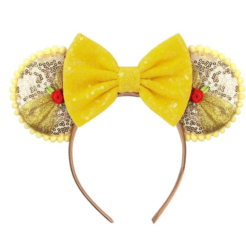 2026 Trip Mouse Ears Headband for Girls Women Sequin Castle 5"Bow Hairband Festival Party Cosplay DIY Hair Accessories