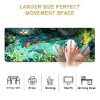 Large Koi Fish Gaming Mouse Pad Non-Slip Rubber Desk Mat Stitched Edge Office Work Esports Gift for Gamers Desk Accessories