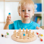 Wooden Memory Match Chess Board Montessori Educational Game for Kids