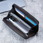 Men Canvas Long Wallet Large Capacity Multiple Card Slots Zipper Purse Business Handbag Card Holder Coin Bag