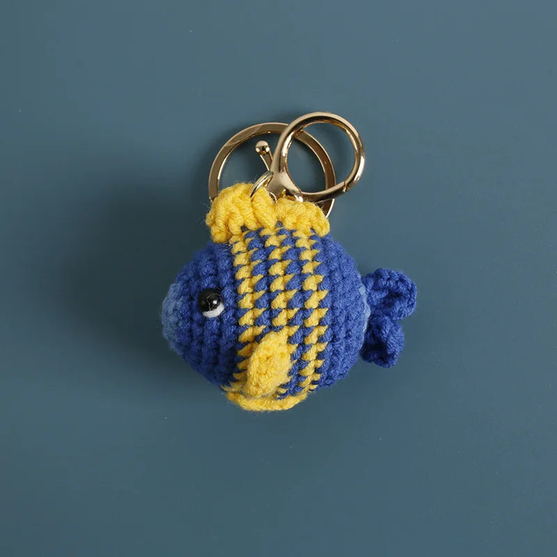 Funny Shrimp Crochet Keychain Cute Ocean Bag Charm
