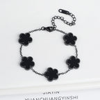 White Black Red Green Shell Five Leaf Flower Stainless Steel Ladies Bracelet Simple for Woman Party Birthday Jewelry Gift Clover