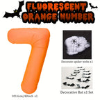 40 inch Orange Number 0-9 Balloon Halloween Horror Theme Birthday Balloon Set Spider Web Bat Festival Decoration Photo Props