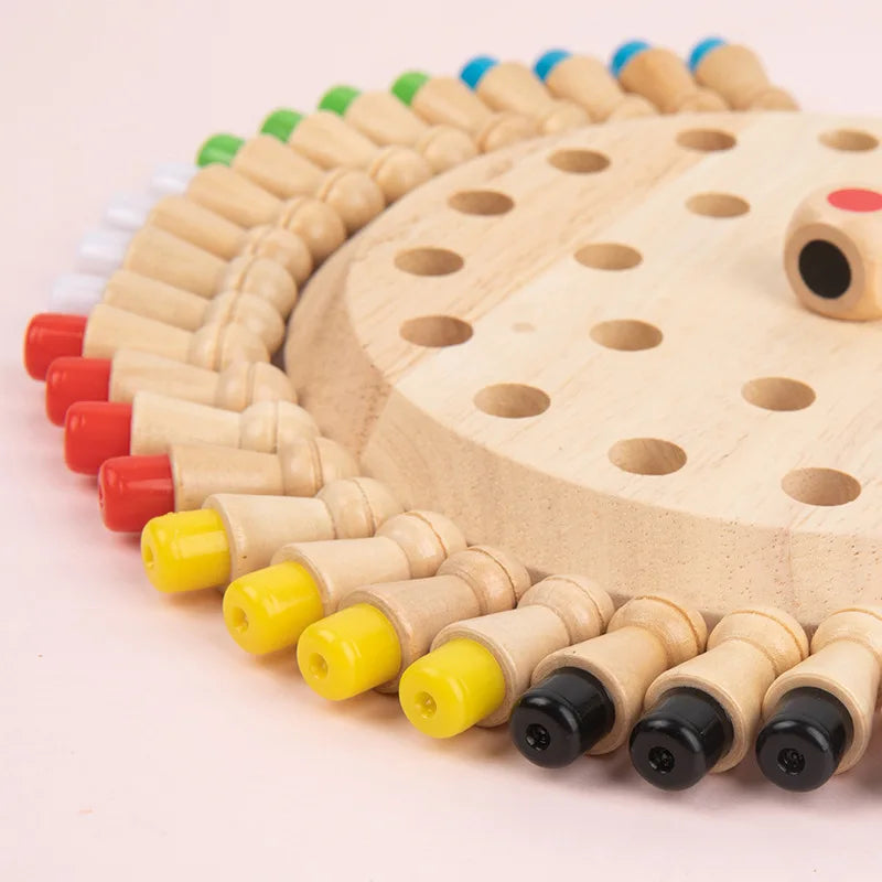 Wooden Memory Match Chess Board Montessori Educational Game for Kids