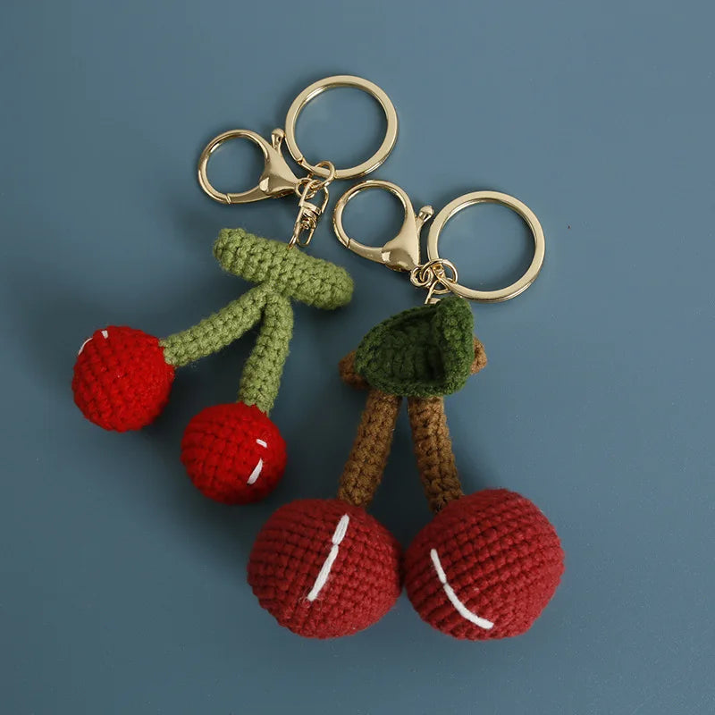 Cute Fruit Crochet Keychain Strawberry Cherry Bag Charm