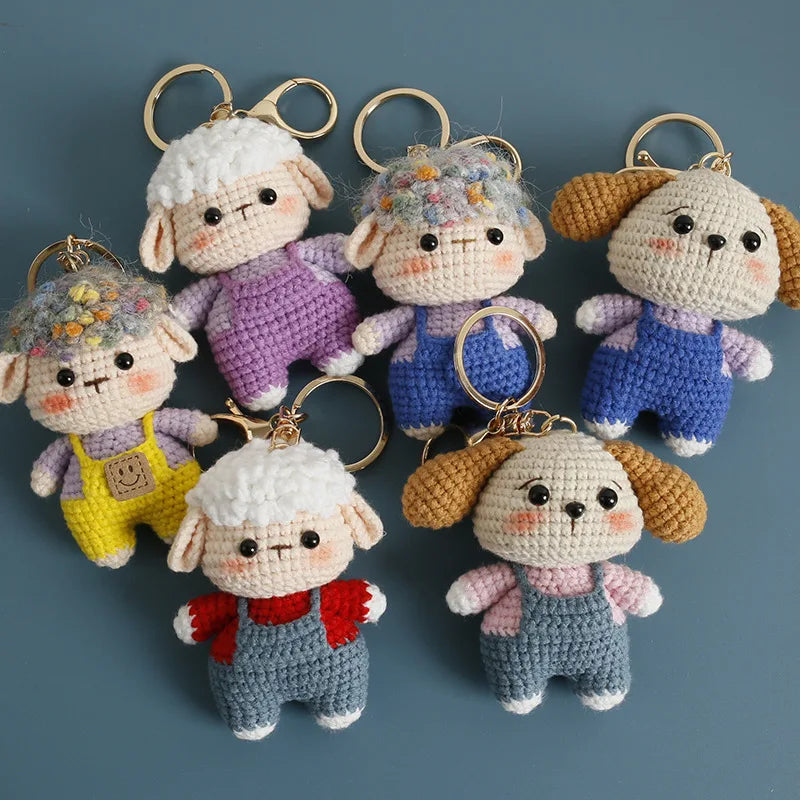 Cute Crochet Animal Doll Keychain Sheep Puppy Bag Charm