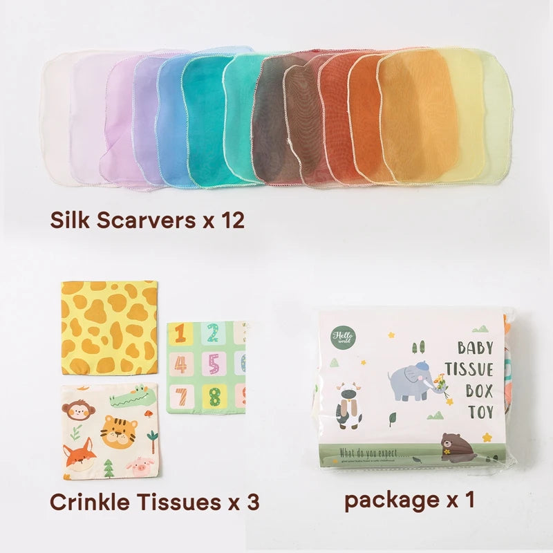 Montessori Cloth Tissue Box Sensory Activity Toy for Babies
