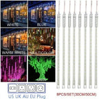 30cm /50cm Waterproof Meteor Shower Rain 8 Tube LED String Lights For Outdoor Holiday Christmas Decoration Tree EU/US/AU/UK Plug