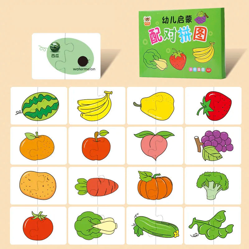 Toddler Matching Card Game 32PCS – Educational Puzzle Toy