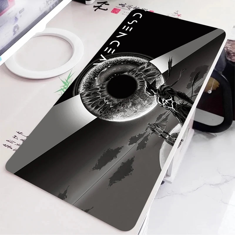 Black and White Anime Girl Table Mat Large Mouse Pad Office Keyboard Edge Locking Desk Mat Gaming Accessories Non-slip Mousepad