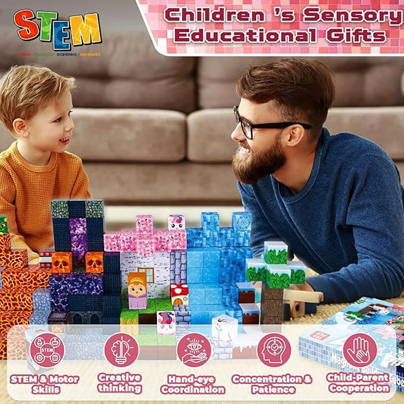 Magnetic Tiles Building Blocks – STEM Educational Toy Set