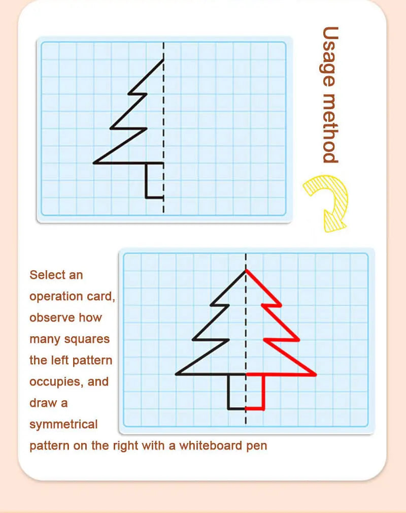 Kids Grid Symmetry Drawing Book – Fine Motor & Writing Training Toy