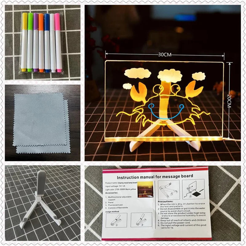 LED Drawing Board for Kids – Light Up Erasable Memo Board