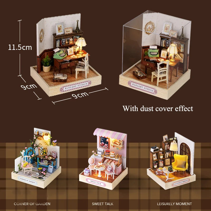Wooden Miniature Doll House DIY 3D Puzzle Building Kit