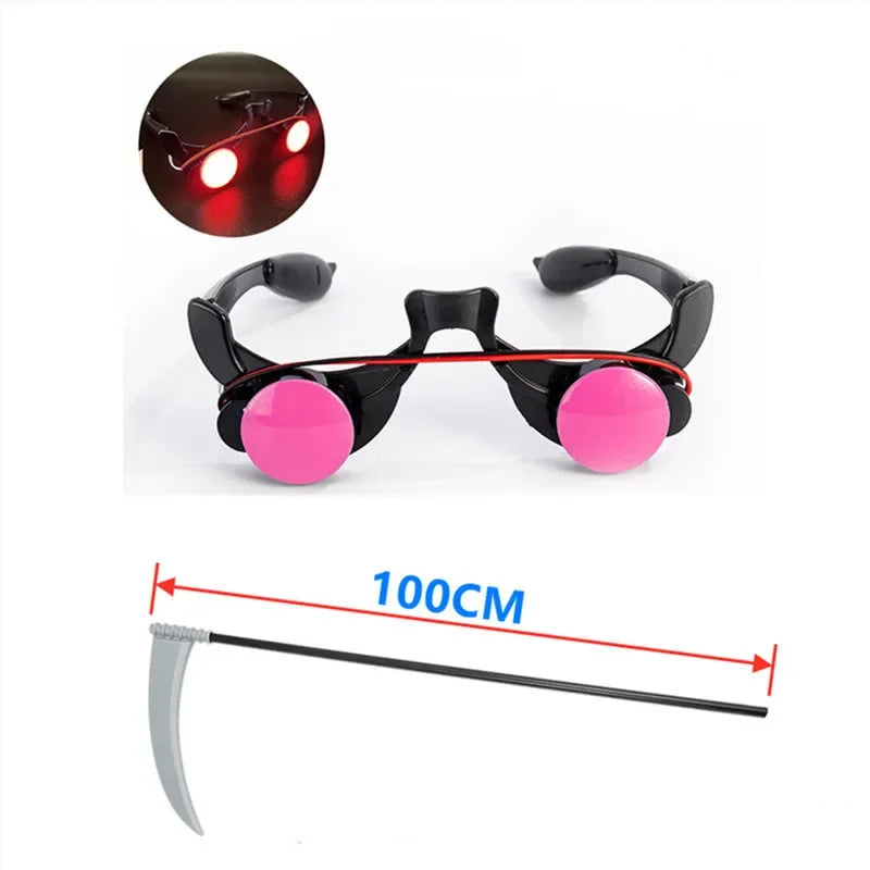 Dark Ghost Scary Costume with Reaper's Scythe for Kids Red-Eyed Death Scary Costume with Chain for Kids Gifts