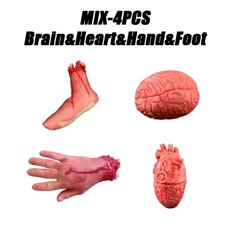 Halloween Fake Bloody Body Parts Realistic Severed Hands Legs Arms Props for Haunted House Scary Prank Party Decorations