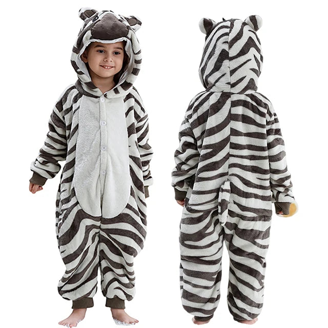MICHLEY Carnaval Capybara Flannel Blanket Sleepers Onesie Hooded Children Costume Clothes Jumpsuit Sleepwear For Boys Girls