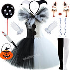 Girls Horror Clown Costume – Black & White Tutu Dress