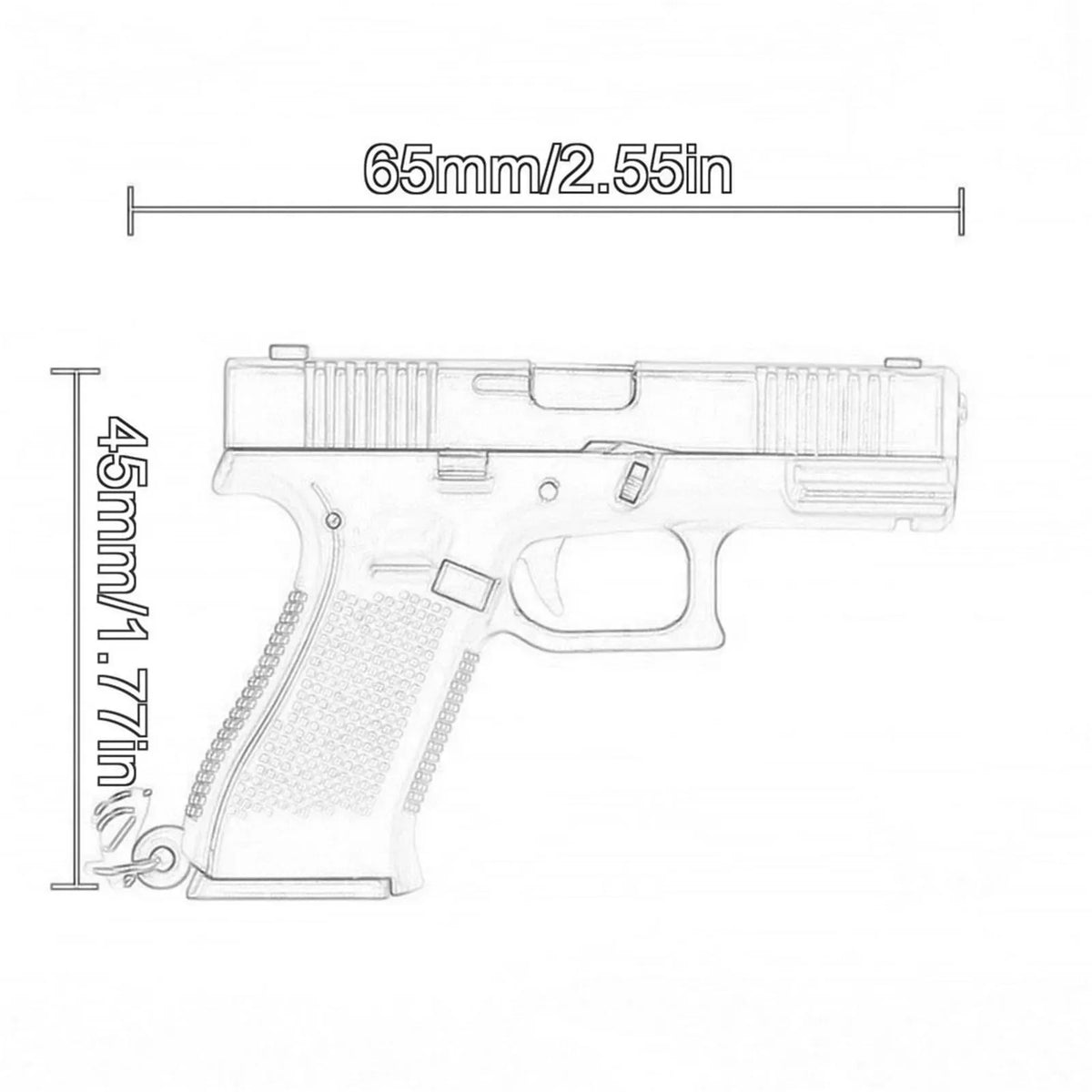 Tactical Pistol Shape Keychain Detachable Car Keyring Accessory
