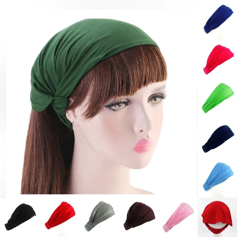 Wide Cotton Knotted Sports Headband for Women
