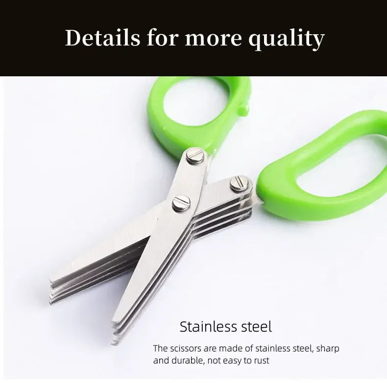 Multi-Layer Stainless Steel Kitchen Scissors – Herb, Vegetable & Green Onion Cutter Tool