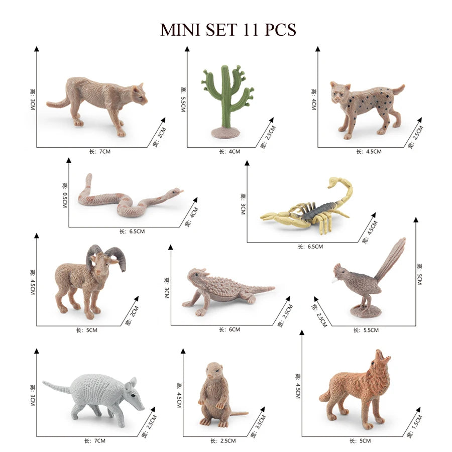 Mini Farm & Wildlife Animal Figurine Set