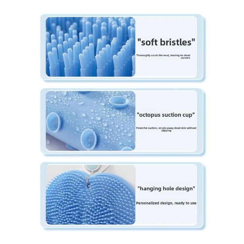 New Bathroom Use Silicone Non-slip Foot Basin Cleaning Pad, with Suction Cup for Exfoliation Shower Head Massage Bath Brush