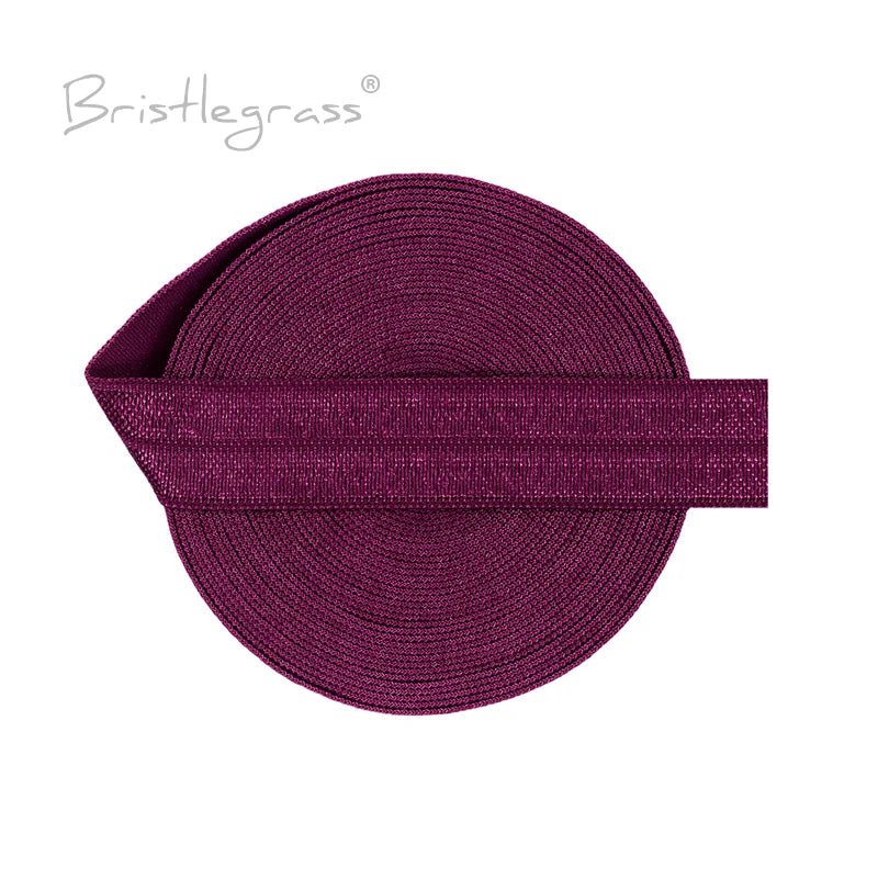 BRISTLEGRASS 2 5 10 Yard 5/8" 15mm Solid FOE Shiny Fold Over Elastic Spandex Satin Band Hair Tie Headband Dress Sewing Lace Trim