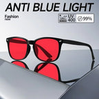 Unisex Red Lens Blue Light Blocking Glasses for Night Screen Use