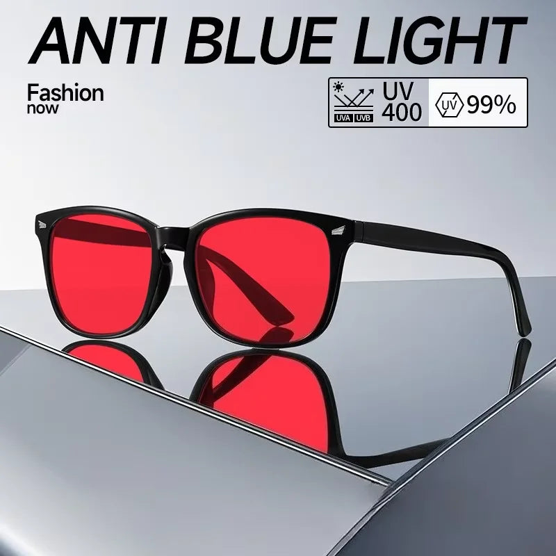 Unisex Red Lens Blue Light Blocking Glasses for Night Screen Use