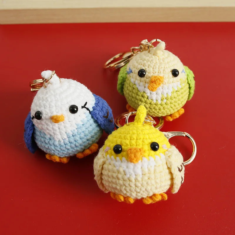 Cute Crochet Parrot Keychain Handmade Bird Bag Charm