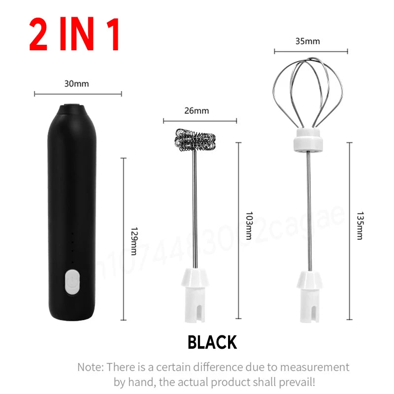 Wireless Electric Milk Frother Type-C Rechargeable Handheld Coffee Whisk Mixer