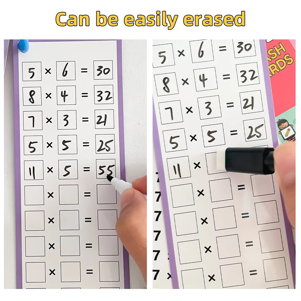 Montessori 0–12 Multiplication Times Table Self-Check Learning Cards