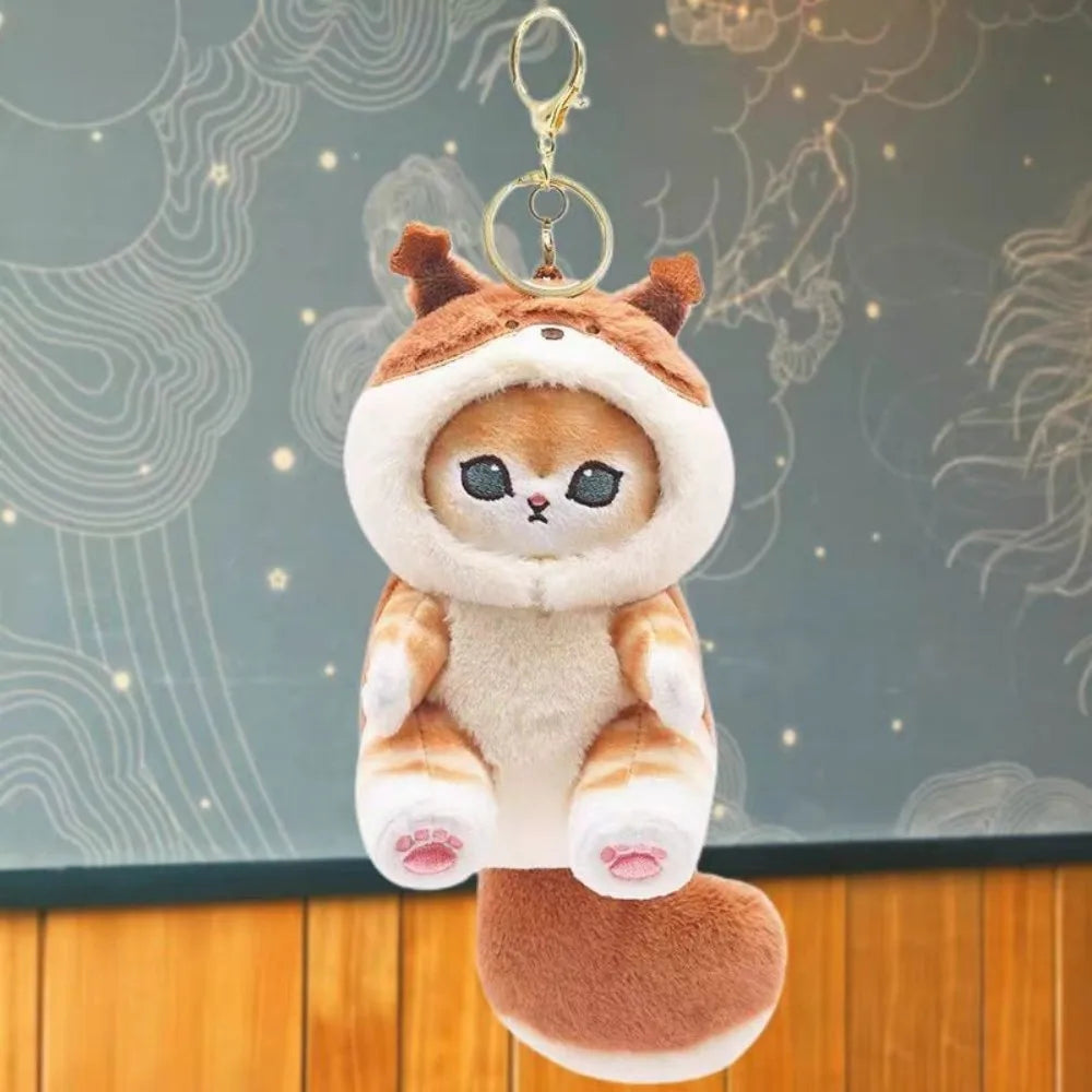Long Tail Cat Plush Keychain Cute Animal Bag Charm