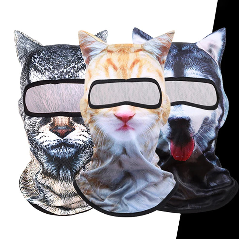 3D Cat Ski BalaclavaAnimal Face Covering Full Face Hood Masque Cute AnimalBalaclava Motorcycle Motocross Ski Snowboard Hat