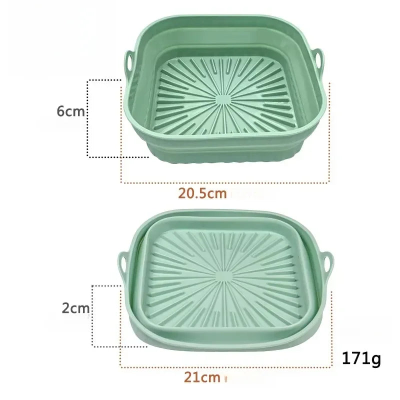 Foldable Air Fryer Silicone Liner Reusable Air Fryer Silicone Baking Tray Food Grade Silicone Air Fryer Mat