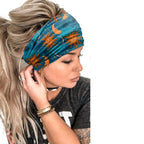 Boho Print Wide Knot Elastic Headband for Women