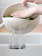 Multi-Purpose Rice Washing Bowl – Colander Drain Basket with Handle