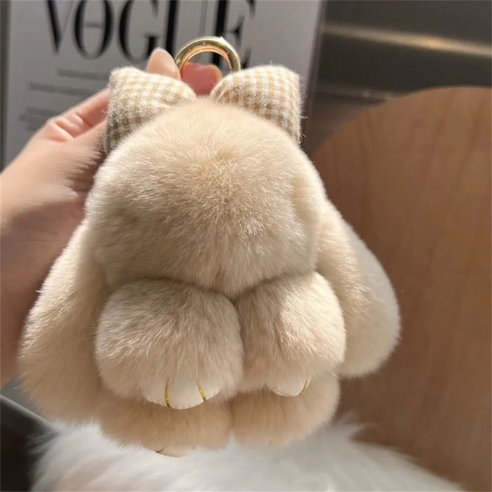 Cute Rabbit Bow Plush Keychain Bag Charm Gift for Girls and Women