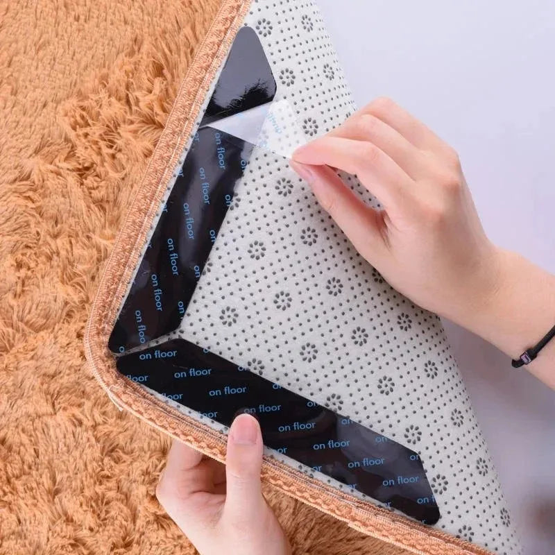 12PCS Carpet Non-slip Sticker Reusable Water Proof Anti Curling Carpet Patch Fixed Sticker Floor Rug Mat Tape Gripper Corner Pad