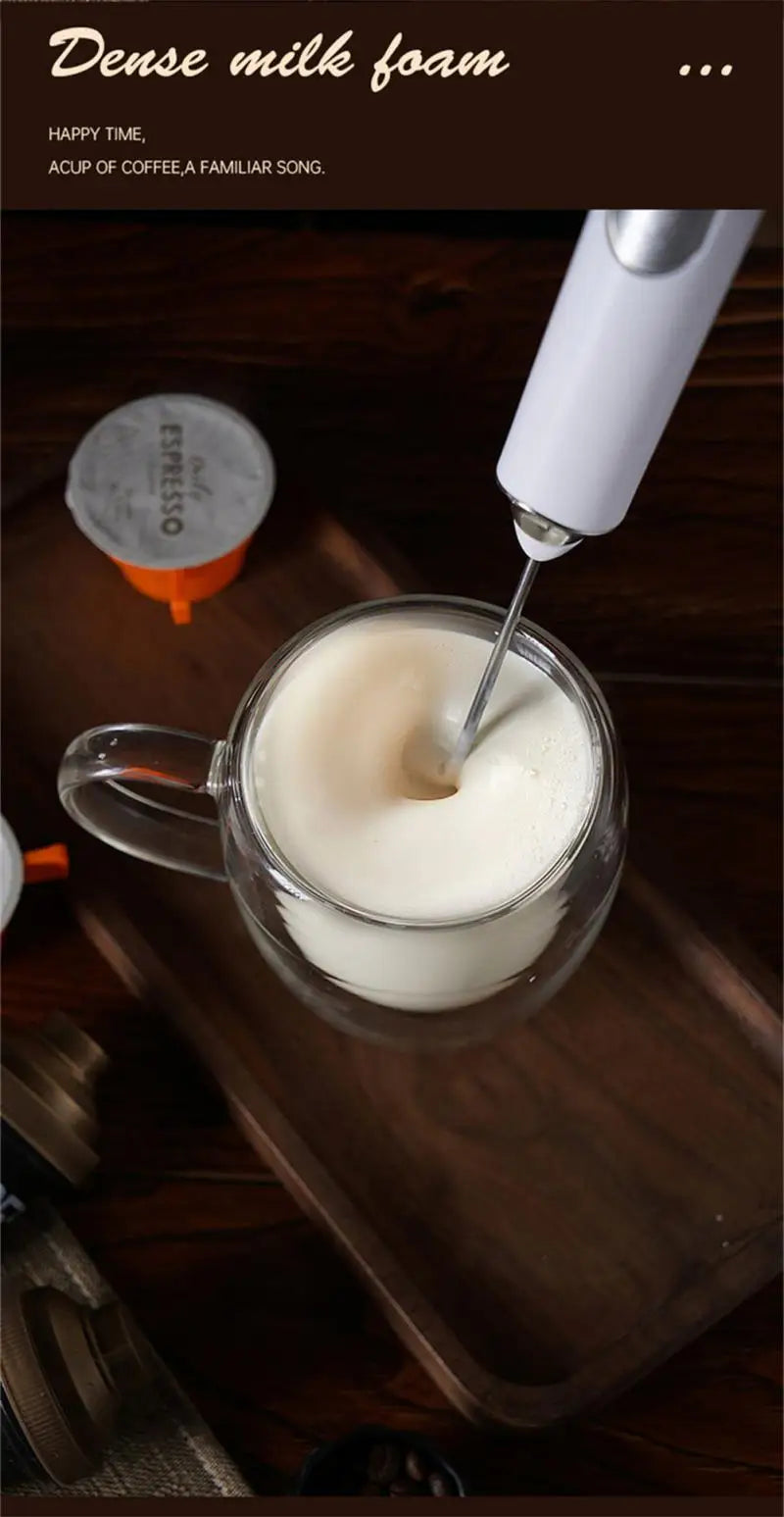 Wireless Electric Milk Frother USB Rechargeable Handheld Coffee Whisk Mixer