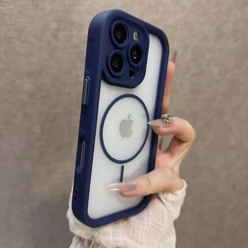 Luxury Matte For Magsafe Transparent Phone Case For iPhone 18 17 16 15 14 13 12 Pro Max 17 Pro 16 Plus Air Magnetic Bumper Cover