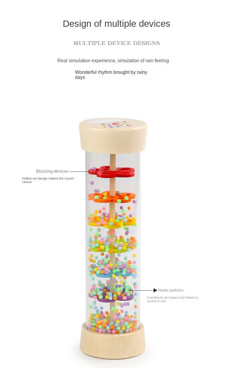 Montessori Wooden Rain Stick Baby Sensory Music Toy